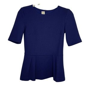 We The Free Navy Blue Peplum Style Pleated Top Size XS